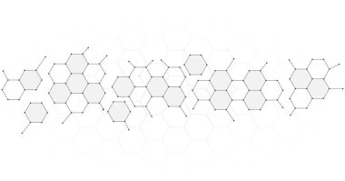 Beyaz arka planda altıgen geometrik. Basit altı köşeli ögelerle Geometrik soyut arkaplan.