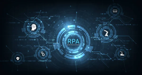 Robotic Process Automation Rpa Geschäftsmaschinentechnologie Mit Unterstützung Des Fabrikdienstleisters Industrie — Stockvektor