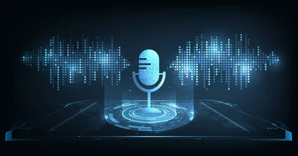 Illustration Des Podcast Symbols Hintergrund Podcast Logo Mikrofonsymbol Auf Dunkelblauem — Stockvektor