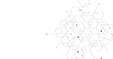 Technology black hexagon diagram concept. High-tech hexagon geometric connection system.Vector abstract technology on a white background.	