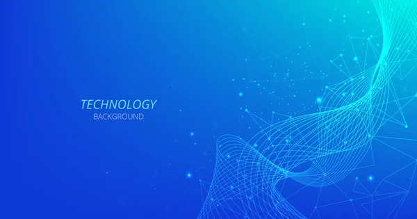 Abstract connection on dark blue background. High-tech Network technology background with dots and lines connection system.Vector abstract technology on a blue background.	