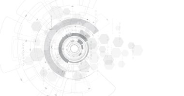  Digital electric circuit circle on a white background. Image electric circuit on a white background.High-tech circuit board connection system concept.	