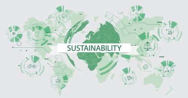 The concept of sustainability or environmental protection.Design with icons for Sustainability development and Eco friendly concept, Vector illustration.	