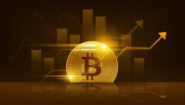 Vektör altın bitcoin engelleme teknolojisi kavramı