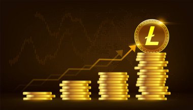 Vector Golden Litecoin büyüme engelleme teknolojisi kavramı