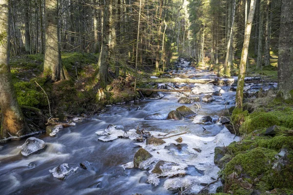 Impresionante Cascada Congelada Hassafallen Bosques Rurales Invernales Fuera Jonkoping Suecia — Foto de Stock