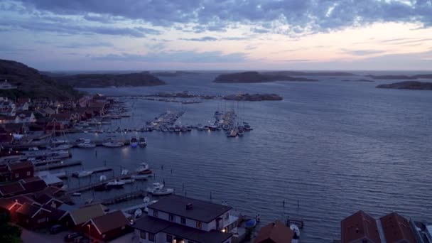 Video Bovallstrand Archipelago Bohuslan County Evening Gloaming Setting Sunlight Ocean — Stock Video