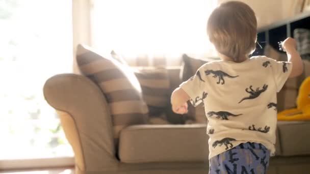 ソファの上に横たわっている少年を撮影したビデオ — ストック動画