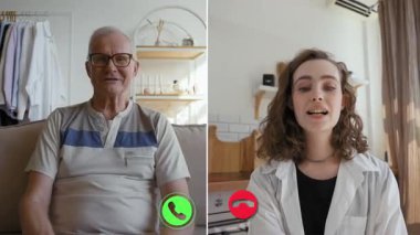 İki kişi çevrimiçi bir görüşme ile iletişim kuruyor, etkin bir şekilde sohbet ediyorlar. Dekor, kişisel dokunuşları olan rahat bir odayı içeriyor. Tartışmaları için sıcak bir ortam yaratıyor..