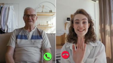 İki birey, bir video konferans platformu üzerinden yapılan çevrimiçi bir çağrıya katılıyor, fikirleri paylaşıyor ve çeşitli konuları profesyonel ve dostane bir şekilde tartışıyorlar..