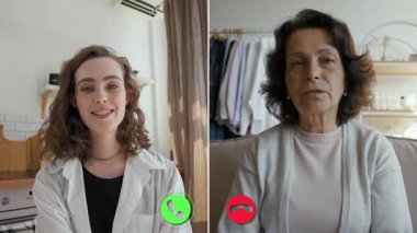 İki katılımcı sanal bir çağrıya katılıyor, görüşlerini ve fikirlerini paylaşıyorlar. Toplantı, uzak işbirliğini vurgulayarak, profesyonel bir ortamda gerçek zamanlı etkileşim sergiliyor.