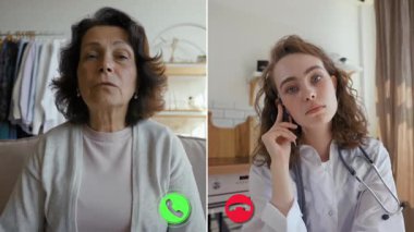 Bu online görüşmede, bir sağlık uzmanı bir hastayla konuşur. Her iki şahıs da sağlık konuları hakkında bir Zoom konferansında, çözüm ve tavsiye arayışında.