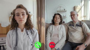 Bir doktor yaşlı bir çiftle sanal konsültasyon yapıyor. Toplantıda sağlık sorunları ve tedavi seçenekleri ele alınarak, hasta bakımı için teletıp tedavisinin kolaylığı vurgulandı.