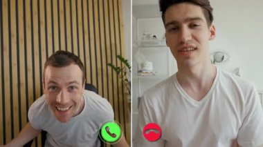 İki birey, dijital etkileşimler ve gerçek dünya bağlantıları arasındaki geçişlerde duygularını paylaşarak çevrimiçi bir çağrı yapıyorlar..