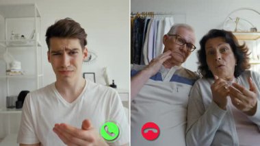 Çevrimiçi ve çevrimdışı aramalar sırasında iki arkadaş duyguları yönlendirir. Genç bir adam yaşlı bir çiftle konuşurken duygularında bir değişim yaşar..