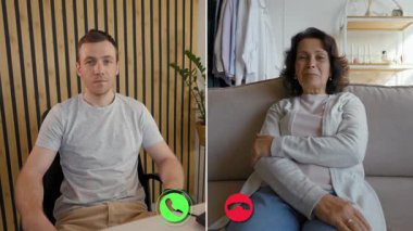 Sanal ve gerçek yaşam etkileşimlerinin karışımını gösteren bir online görüşme sırasında iki kişi duygularını paylaşıyor. Duygusal dinamikler kendilerini ifade ettikçe değişir..