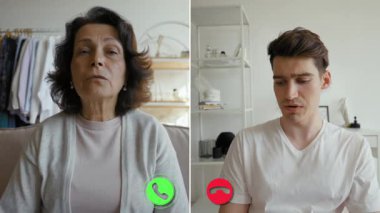 İki birey sanal ve gerçek yaşam etkileşimleri arasındaki geçişte duygularını keşfetmek için çevrimiçi bir görüşme yapıyorlar. İfadeleri iletişimin karmaşıklığını gösteriyor..