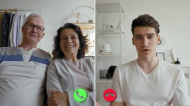 İki kişi çevrimiçi bir telefon görüşmesi yapıyor, bir hat ile ayrılıyorlar. Onların ifadeleri, dijital ve kişisel etkileşimler arasında yol alırken özlem ve bağlantı duygularını yansıtır..