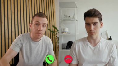 İki birey sanal etkileşimler ve yüz yüze iletişim arasındaki geçişi yönlendiren bir dizi duyguyu ifade eden çevrimiçi bir çağrıya girişiyor..