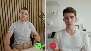 İki kişi sanal ve kişisel bağlantılar arasındaki geçişi gösteren çevrimiçi bir görüşme yapıyorlar. Bu etkileşimde yol alırken duygular açığa çıkıyor, insan bağlantısını vurguluyorlar.