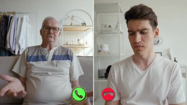 İki birey, dijital etkileşim ve gerçek dünya duyguları arasındaki geçişleri gösteren çevrimiçi bir çağrıya girişiyor. Karşıtlık, iletişim kurarken onların ifadelerini vurgular.