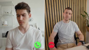 Çevrimiçi bir görüşme sırasında duygularını ifade eden iki birey, sanal etkileşimler ve duygularını tartışan yüz yüze görüşmeler arasındaki farkları vurgularlar..