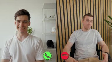 Sanal ve kişisel bağlantılar arasındaki geçişte duygularını paylaşan iki kişi çevrimiçi bir telefon görüşmesi yapıyor. Konuşmaları teknolojinin ilişkiler üzerindeki etkisini vurguluyor..