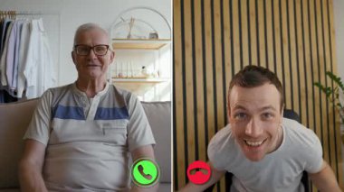 İki birey canlı bir ekran çağrısı yapıyor, biri koltukta rahat bir şekilde otururken diğeri kamerayla hareketli bir şekilde bağlanıyor. Gülümsemeleri, mesafeler arasında bağ kurmanın hazzını gösteriyor..