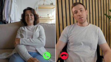 Bölünmüş ekranda iki kişi arasında sanal bir konuşma gerçekleşir. Yaşlı bir kadın koltuğunda rahat bir şekilde otururken sıcak bir gülümsemeyi paylaşırken, genç bir adam onunla sandalyeden bağlanıyor..