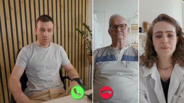 Çevrimiçi bir aramada üç kişi ekrana bağlanıyor. Tartışma canlı, çeşitli perspektifler ve etkileşimler gösteriyor bu sanal toplantı sırasında.