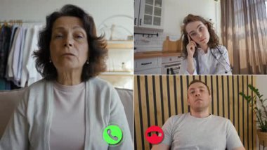 Çevrimiçi bir görüşme sırasında üç kişi bağlanıyor, çeşitli konuları tartışıyorlar. Her katılımcı farklı noktalardan ortaya çıkar, bölünmüş ekran biçimindeki ifadeleri ve düşünceleri paylaşır.