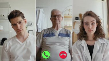 Aile üyeleri internet üzerinden iletişim kurar, duygularını ve anlarını paylaşırlar. Ekrandaki üç katılımcı anlamlı bir sanal buluşmada çeşitli duygular yansıtıyor.