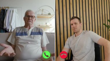 İki katılımcı, çeşitli konuları tartışan bir ekran görüntüsü üzerinden bağlantı kuruyor. Bir kişi evde belirirken, diğeri ise modern bir çalışma alanında oturup fikir alışverişinde bulunuyor..