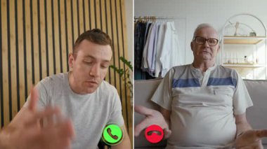 İki birey ayrı bir ekran görüntüsü aracılığıyla iletişim kuruyor, içgörü ve deneyimlerini paylaşıyorlar. Genç bir adam ve yaşlı bir beyefendi evlerinden anlamlı bir konuşma yapıyorlar..