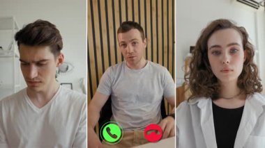 Odaklanmış duygularını ifade eden üç kişi çevrimiçi bir arama yoluyla bağlanıyor. Herkes kendi ortamında ortaya çıkıyor ve ciddi bir konuşma öneriyor. Çağrı karşıt tepkiler içeriyor.