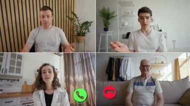 Farklı yerlerden dört kişi çevrimiçi canlı bir tartışmaya girişiyor..