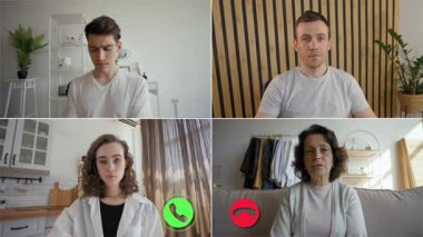 Dört kişi çevrimiçi bir ekranda bölünmüş durumda..