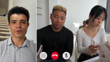 Katılımcılar bölünmüş ekran çevrimiçi çağrı üzerinden bağlanıyor.