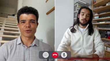 İki arkadaş bir internet görüşmesini paylaşıyor, rahat bir ortamda çeşitli konuları tartışıyorlar. Konuşma modern bir ortamda geçiyor, etkileşimlerini ve bağlantılarını vurguluyor..