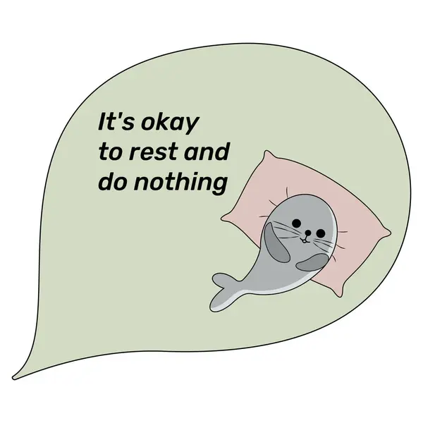 Vektör ilham verici alıntı. Dinlenip hiçbir şey yapmamak normal. Deniz komandosu yastığın üzerinde dinleniyor.