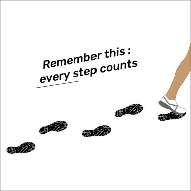 Vektör İlham Verici Alıntı Motivasyonel Sözcük Şunu unutmayın: Her adım Adam 'ın ayak izlerini sayar.