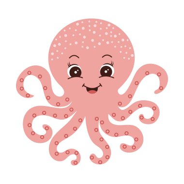 Çizgi film ahtapotları. Okyanus hayvanları. Egzotik su altı canlıları.