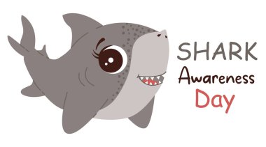 Köpekbalığı Farkındalığı Günü. Tatil kavramı. Poster, afiş, arkaplan, çıkartma ve tebrik kartı şablonu