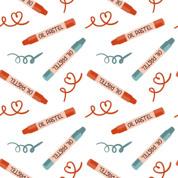 Yağlı pastel ile kusursuz desen, tekrarlanan desen. Arka plan, pankart, tişört. Eğitim, okul projeleri, ambalaj için tasarım