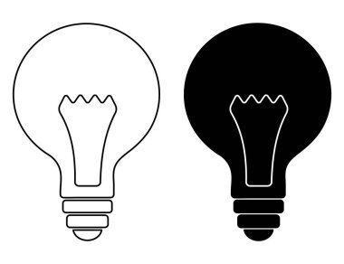 Basit bir şekilde ampul işi simgesi. Ampul silueti. Fikir, hedef, iş, dijital içerik. Yazdırma ve tasarım için ampul grafik sembolü