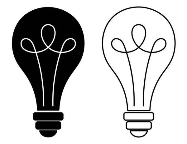 Basit bir şekilde ampul işi simgesi. Ampul silueti. Fikir, hedef, iş, dijital içerik. Yazdırma ve tasarım için ampul grafik sembolü