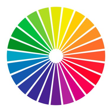 Renkli çark 24 renk. Dairesel gökkuşağı bilgisi. Renkler