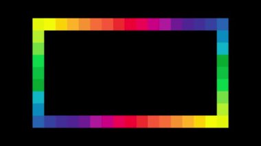 Gökkuşağı kareleri arka plan çizgisi etrafında hareket eder. Dikdörtgen çerçeve, metin kenarı, kopyalama alanı, arkaplan canlandırması, dikdörtgen, kare arkaplan