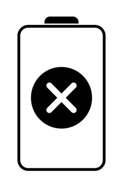 Batarya şarj vektör simgesi. Şarj seviyesi göstergesi. Siyah beyaz illüstrasyon.