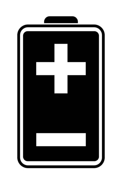 Batarya şarj vektör simgesi. Şarj seviyesi göstergesi. Siyah beyaz çizim. Tam şarj